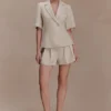 Martine geplooide linnen Shorts – naturel