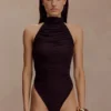Matilda gerimpelde mesh bodysuit – Chocoladebruin Matilda gerimpelde mesh bodysuit – Chocoladebruin