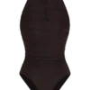 Matilda gerimpelde mesh bodysuit – Chocoladebruin Matilda gerimpelde mesh bodysuit – Chocoladebruin