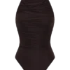 Matilda gerimpelde mesh bodysuit – Chocoladebruin Matilda gerimpelde mesh bodysuit – Chocoladebruin