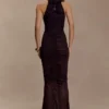 Matilda gerimpelde mesh maxi-rok – Chocolade