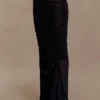 Matilda gerimpelde mesh maxi-rok – Zwart Matilda gerimpelde mesh maxi-rok – Zwart
