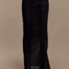 Matilda gerimpelde mesh maxi-rok – Zwart Matilda gerimpelde mesh maxi-rok – Zwart