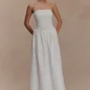Maureen broderie strapless maxi-jurk – wit Maureen broderie strapless maxi-jurk – wit