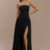 Maureen katoenen maxi-jurk met plooien – Zwart