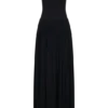 Maureen katoenen maxi-jurk met plooien – Zwart