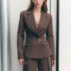 Max Cinched Waist Blazer – Chocolade Max Cinched Waist Blazer – Chocolade