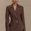 Max Cinched Waist Blazer – Chocolade Max Cinched Waist Blazer – Chocolade