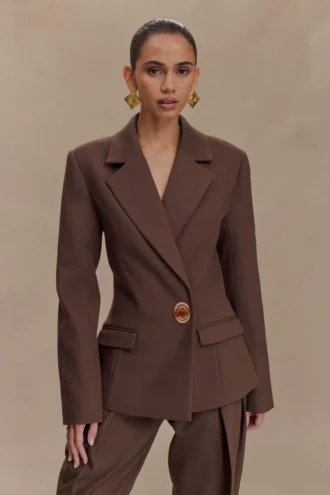 Max Cinched Waist Blazer – Chocolade