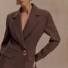 Max Cinched Waist Blazer – Chocolade Max Cinched Waist Blazer – Chocolade