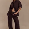 Maya oversized Denim shirt – Chocolate Maya oversized Denim shirt – Chocolate
