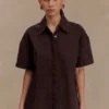 Maya oversized Denim shirt – Chocolate Maya oversized Denim shirt – Chocolate