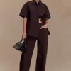 Maya oversized Denim shirt – Chocolate Maya oversized Denim shirt – Chocolate