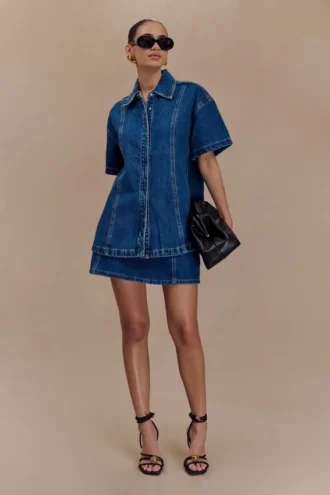 Maya oversized Denim shirt – donkerblauw