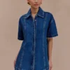 Maya oversized Denim shirt – donkerblauw Maya oversized Denim shirt – donkerblauw