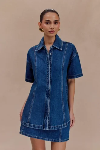 Maya oversized Denim shirt – donkerblauw