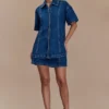 Maya oversized Denim shirt – donkerblauw Maya oversized Denim shirt – donkerblauw
