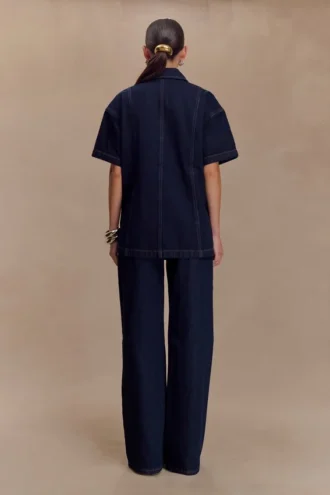 Maya oversized Denim shirt – Indigo blauw