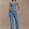 Meadow Denim Corset Haltertop – Klassiek Blauw Meadow Denim Corset Haltertop – Klassiek Blauw