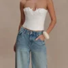 Melany bustier met applicaties van Denim – Wit Melany bustier met applicaties van Denim – Wit