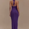 Melodie halter maxi-jurk van gebreid materiaal – paars Melodie halter maxi-jurk van gebreid materiaal – paars