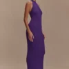 Melodie halter maxi-jurk van gebreid materiaal – paars Melodie halter maxi-jurk van gebreid materiaal – paars