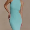 Melodie haltertop maxi-jurk van gebreid materiaal – Cyaanblauw Melodie haltertop maxi-jurk van gebreid materiaal – Cyaanblauw