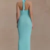 Melodie haltertop maxi-jurk van gebreid materiaal – Cyaanblauw Melodie haltertop maxi-jurk van gebreid materiaal – Cyaanblauw