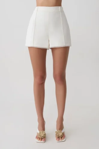 Melody linnen Short met kant – Wit