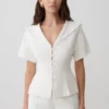 Melody-shirt met korte mouwen en kanten kraag – Wit Melody-shirt met korte mouwen en kanten kraag – Wit