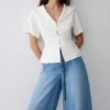 Melody-shirt met korte mouwen en kanten kraag – Wit Melody-shirt met korte mouwen en kanten kraag – Wit