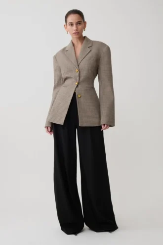 Mila getailleerde blazer – Tan Check