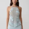 Miley gehaakte haltertop – licht aqua Miley gehaakte haltertop – licht aqua