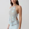 Miley gehaakte haltertop – licht aqua Miley gehaakte haltertop – licht aqua