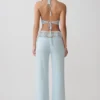 Miley-broek met rechte pijpen en gehaakte tailleband – licht aqua Miley-broek met rechte pijpen en gehaakte tailleband – licht aqua