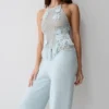 Miley-broek met rechte pijpen en gehaakte tailleband – licht aqua Miley-broek met rechte pijpen en gehaakte tailleband – licht aqua