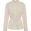 Millie katoenen overhemd met strik aan de achterkant – Beige krijtstreep Millie katoenen overhemd met strik aan de achterkant – Beige krijtstreep