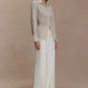 Millie katoenen overhemd met strik aan de achterkant – Beige krijtstreep Millie katoenen overhemd met strik aan de achterkant – Beige krijtstreep