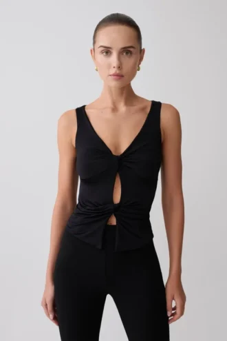 Millie Twist mouwloze top – Zwart