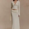 Bowie gebreide maxi-rok met lage taille – ivoor