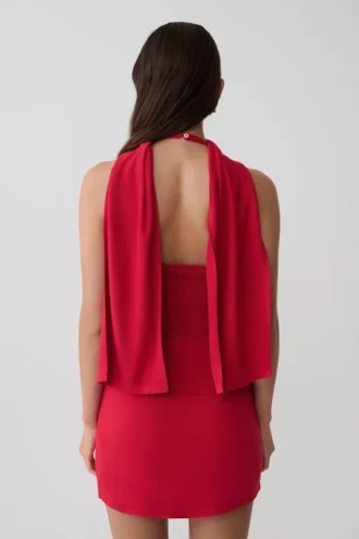 Misty haltertop met open rug – Rood