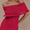 Molly off-shoulder gebreide midi-jurk – Framboos Molly off-shoulder gebreide midi-jurk – Framboos