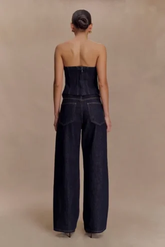 Monte strapless Denim-Corset – gewaschen indigoblau