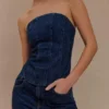 Monte strapless diamante Denim corset – middernachtblauw Monte strapless diamante Denim corset – middernachtblauw
