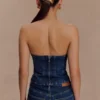 Monte strapless diamante Denim corset – middernachtblauw Monte strapless diamante Denim corset – middernachtblauw