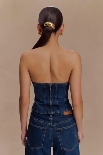 Monte strapless diamante Denim corset – middernachtblauw