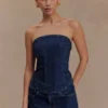 Monte strapless diamante Denim corset – middernachtblauw Monte strapless diamante Denim corset – middernachtblauw