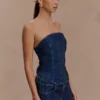 Monte strapless diamante Denim corset – middernachtblauw Monte strapless diamante Denim corset – middernachtblauw
