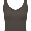 Natalya geribbelde gebreide cami-top – donkere chocolade