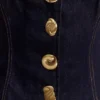Neve mouwloze Denim-top met knopen – gewassen indigoblauw